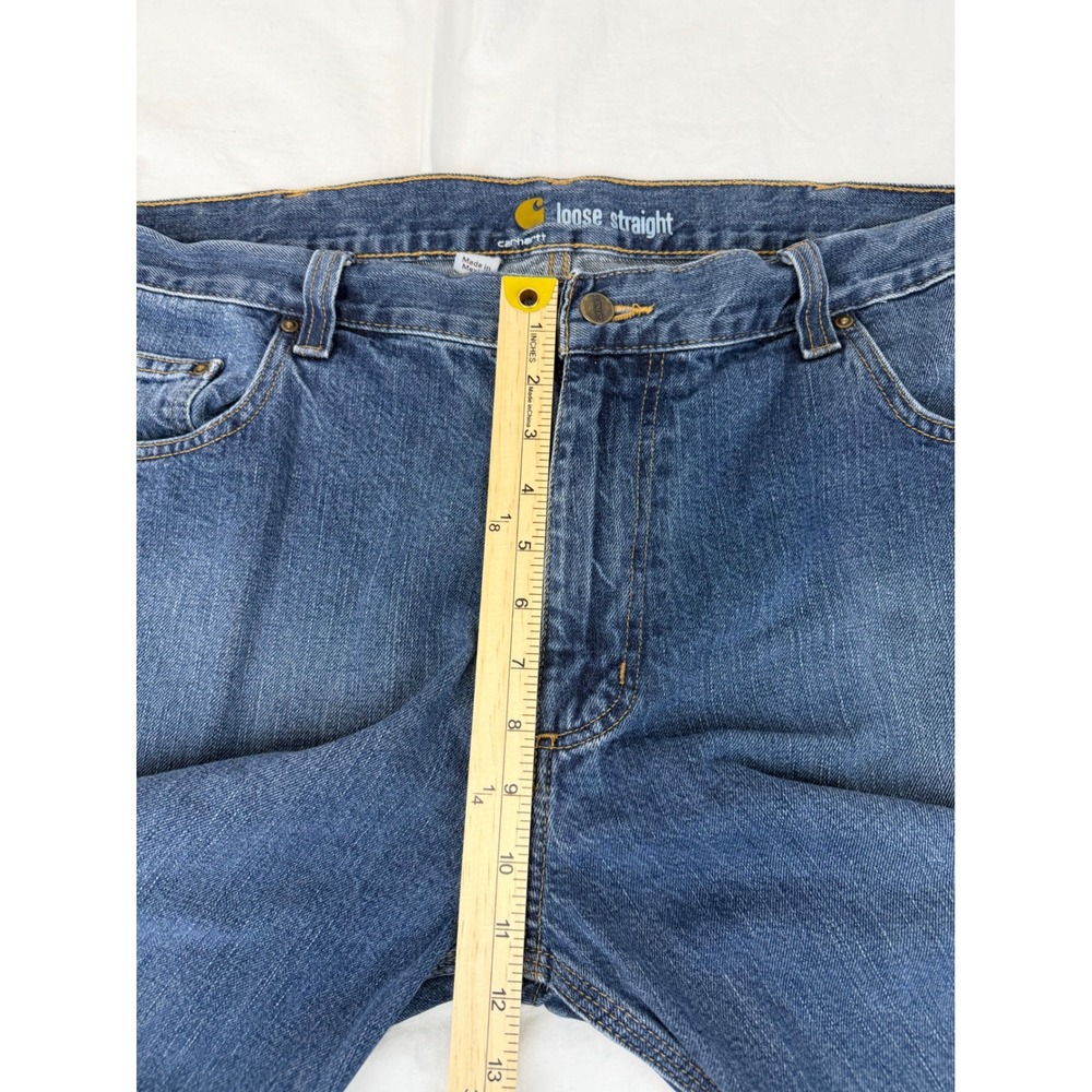 Carhartt B325 Men's Jeans 38x30 Loose Fit Straight Leg Blue Denim Workwear - Picture 7 of 10